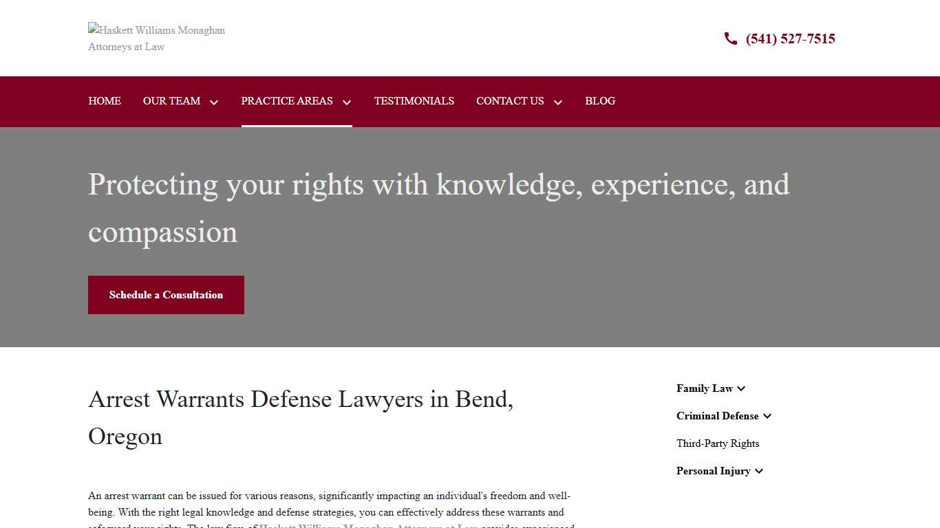 Arrest Warrants Defense Lawyers in Bend, OR Haskett Williams Monaghan Attorneys at Law